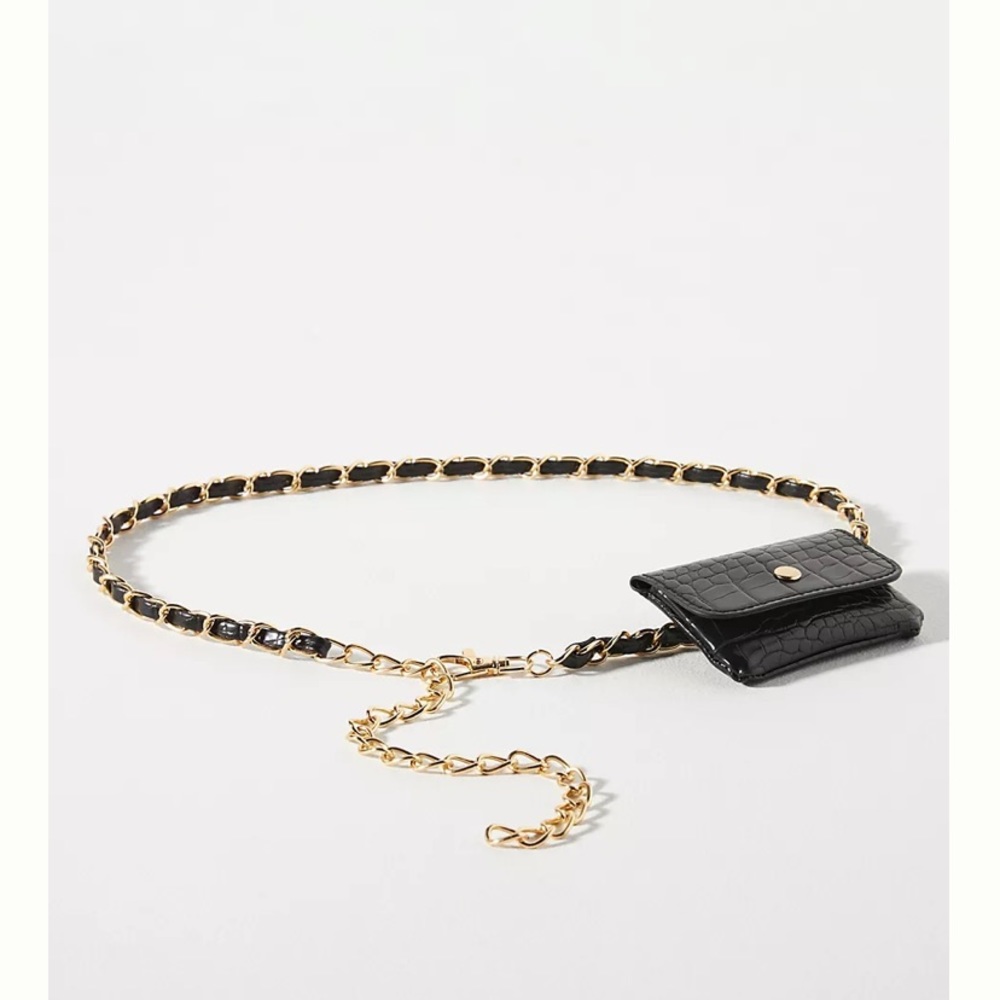 Anthropologie chain coin purse chain link belt convertible XS/SMALL